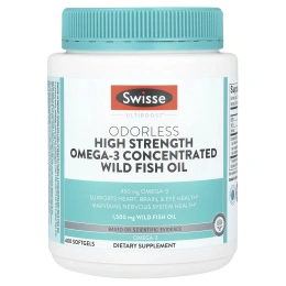 Swisse, Ultiboost®, высокоэффективный концентрированный рыбий жир с омега-3 без запаха, 1500 мг, 400 мягких таблеток
