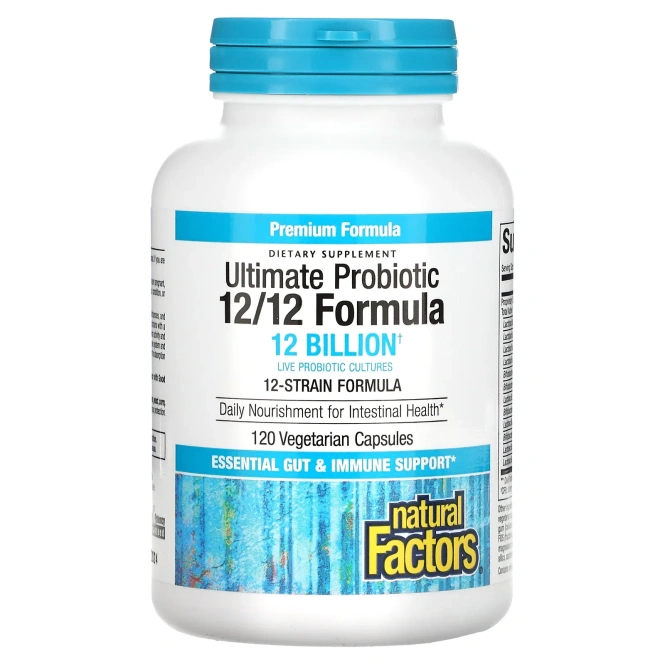 Natural Factors, Пробиотик максимального действия, формула 12/12, 120 вегетарианских капсул