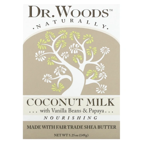 Dr. Woods, Мыло на основе натурального масла ши с кокосовым молоком, 5,25 унций (149 г)