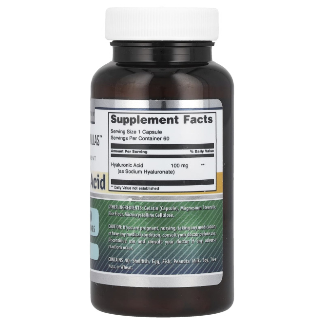 Amazing Nutrition, Гиалуроновая кислота, 100 мг, 60 капсул