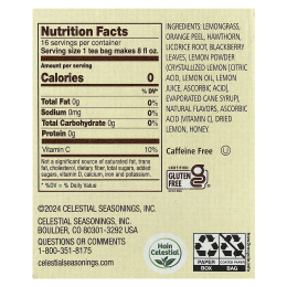 Celestial Seasonings, Herbal Tea, лимонно-медовые капли, без кофеина, 16 чайных пакетиков, 22 г (0,8 унции)