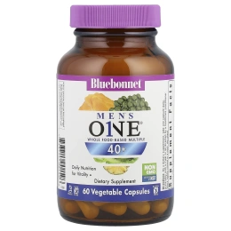 Bluebonnet Nutrition, Men's ONE, мультивитаминная добавка на основе цельных продуктов, для мужчин старше 40 лет, 60 растительных капсул