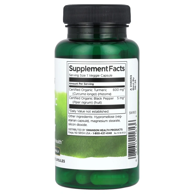 Swanson, Куркума и черный перец, 60 растительных капсул