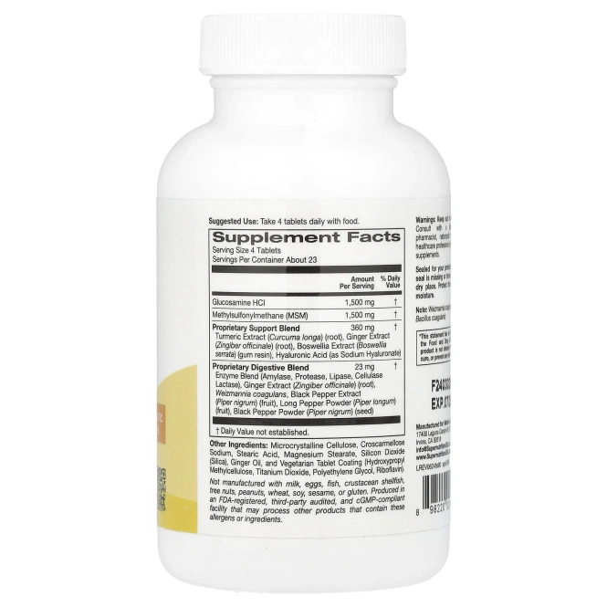 Super Nutrition, Flex Support, добавка для поддержки гибкости, с глюкозамина гидрохлоридом, метилсульфонилметаном, гиалуроновой кислотой, куркумой и босвеллией, 90 таблеток