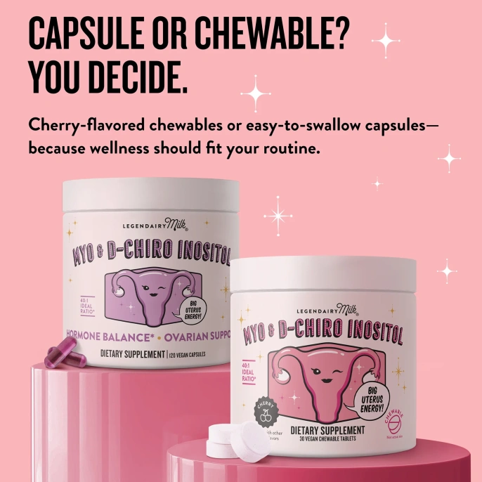Legendairy Milk, Myo & D-хиро инозит, вишня, 30 веганских жевательных таблеток