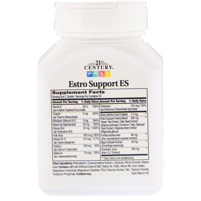 21st Century, Эстро поддержка ЭП, повышенная сила действия, 60 капсуловидных таблеток
