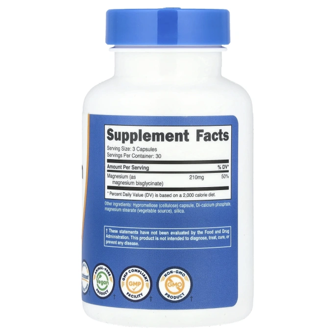 Nutricost, Глицинат магния, 90 капсул (70 мг на капсулу)