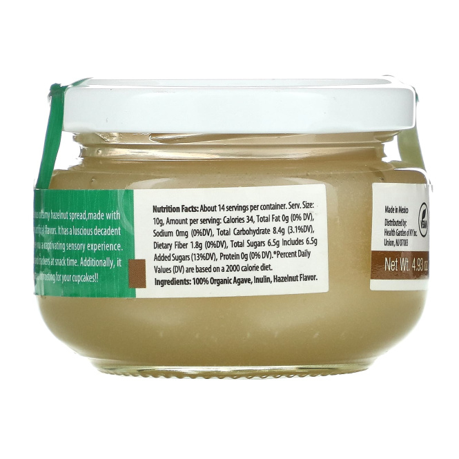Health Garden, Agave Spread, фундук, 140 г (4,93 унции)