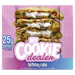 My Cookie Dealer Protein, протеиновое печенье, со вкусом праздничного торта, 12 шт. по 108 г (3,8 унции)
