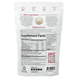Micro Ingredients, моногидрат креатина для женщин, лимон и малина, 500 г (1,1 фунта)
