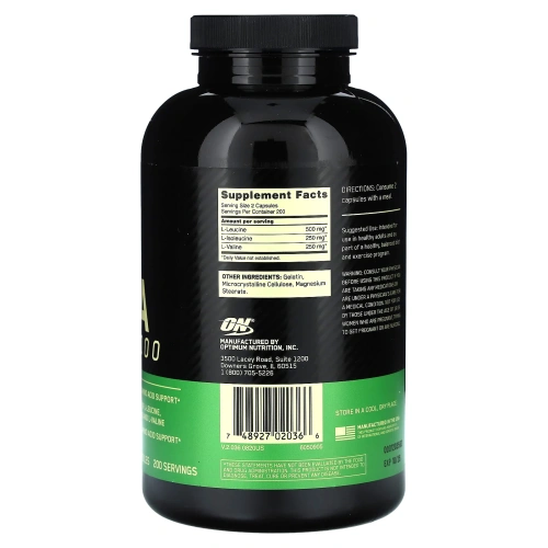Optimum Nutrition, BCAA 1000 Caps, мега упаковка, 1 г, 400 капсул