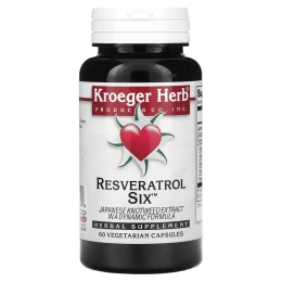 Kroeger Herb Co, Ресвератрол шесть, 60 вегетарианских капсул