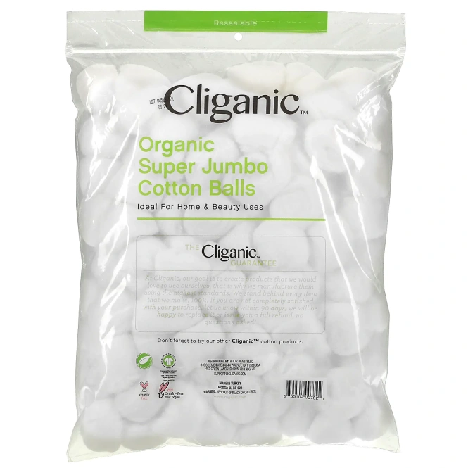 Cliganic, Organic Super Jumbo Cotton Balls, 100 Count