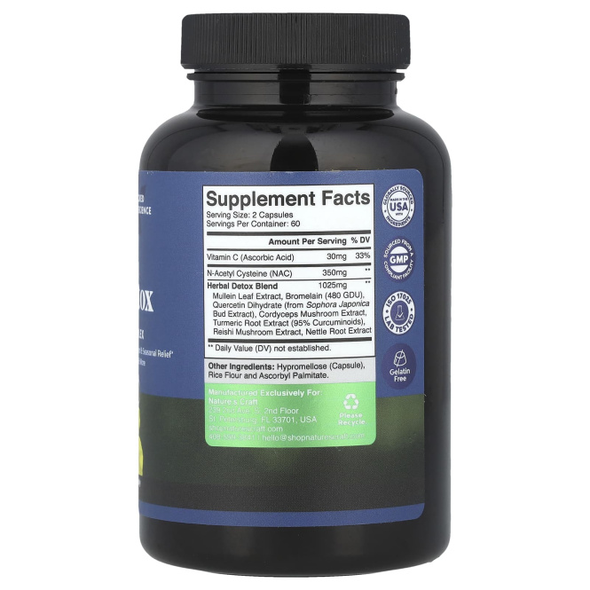 Nature's Craft, Детокс для легких, 120 капсул