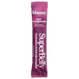 Blume, SuperBely, смесь для приготовления гидратированного напитка для формирования кишечника, со вкусом граната асаи, 15 пакетиков по 4 г (0,14 унции)