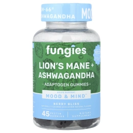 Fungies, ежовик гребенчатый и ашваганда, со вкусом ягод, 45 жевательных таблеток с пектином