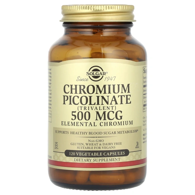 Пиколинат хрома Solgar Chromium Picolinate 500 мкг, 120 растительных капсул