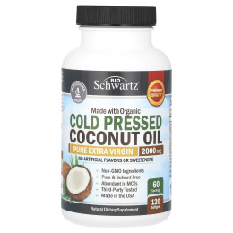 BioSchwartz, органическое кокосовое масло, 2000 мг, 120 мягких таблеток