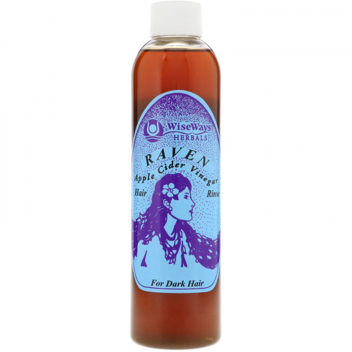 WiseWays Herbals, LLC, Raven, ополаскиватель для темных волос с яблочным уксусом, 8 унц. (236 мл)