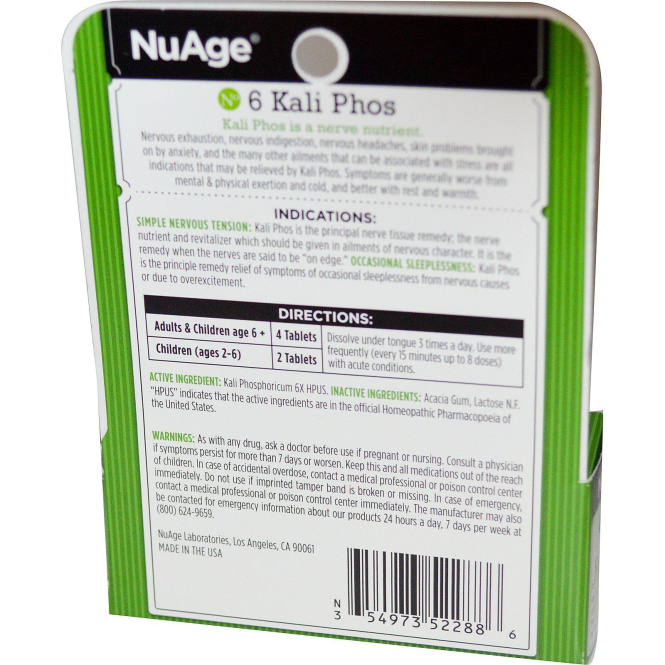 Hyland's Naturals, NuAge, № 6 Kali Phos (фосфат калия), 125 таблеток