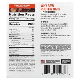 Raw Nutrition, протеиновый батончик, помадка с арахисовой пастой, 12 батончиков по 60 г (2,11 унции)