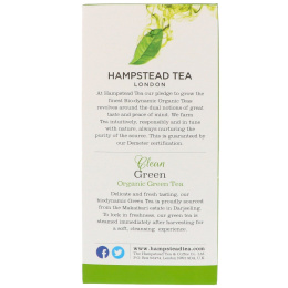 Hampstead Tea, Clean Green, Organic Green Tea, 20 Sachets, 1.41 oz (40 g)
