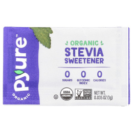 Pyure, органический подсластитель в гранулах, со вкусом стевии, 80 пакетиков по 1 г (0,035 унции)