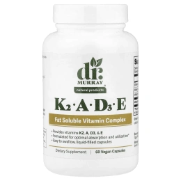 Dr. Murray's, витамины K2, A, D3, E, 60 веганских капсул