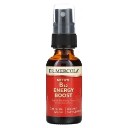 Dr. Mercola, Энергетик с витамином B12 с натуральным вкусом ежевики, 0,85 жидких унций (25 мл)