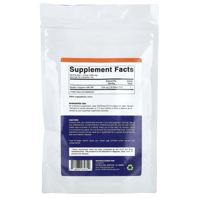 Vitamatic, бактерии бациллус коагуланс (Bacillus coagulans), 100 г (3,5 унции)