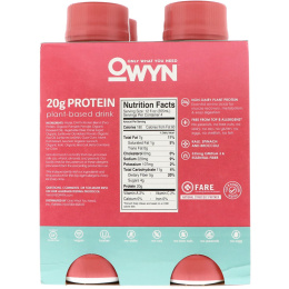 OWYN, Protein Plant-Based Shake, Strawberry Banana, 4 Shakes, 12 fl oz (355 ml) Each