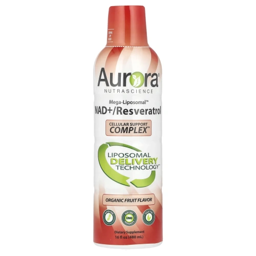 Aurora Nutrascience, Мега-липосомальный НАД + / ресвератрол, органические фрукты, 16 жидких унций (480 мл)