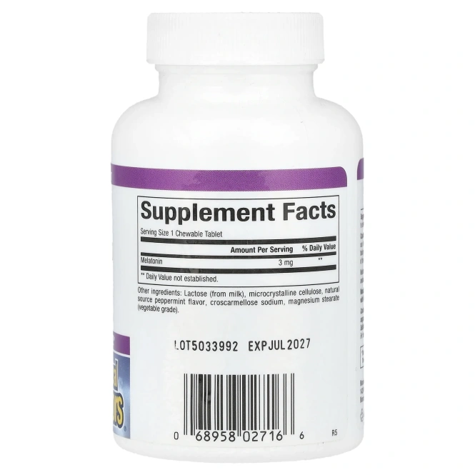 Natural Factors, Stress-Relax, мелатонин, 3 мг, 180 жевательных таблеток