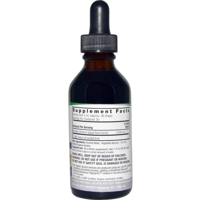 Nature's Answer, Лопух, с низким содержанием спирта, 2000 мг, 2 жидкая унция (60 мл)