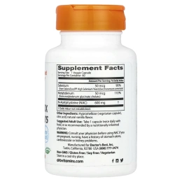 Doctor's Best, NAC регуляторы детоксикации, 60 растительных капсул