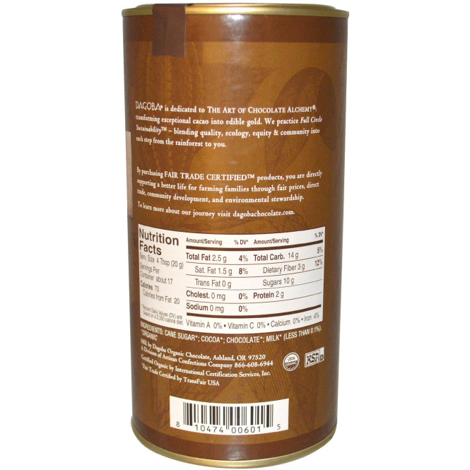 Dagoba Organic Chocolate, Шоколадный напиток, аутентичный, 12 унций (340 г)