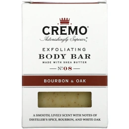 Cremo, Exfoliating Body Bar, No 8, Made with Shea Butter, Bourbon & Oak, 6 oz (170 g)