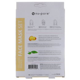 Nu-Pore, Collagen Essence Face Mask Set, Vitamin E & Green Tea, 2 Single-Use Mask, 0.85 fl oz (25 g) Each