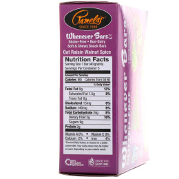 Pamela's Products, Батончики Whenever, с овсом, изюмом,грецким орехом и пряностями, 5 батончиков по 1,41 унции (40 г)