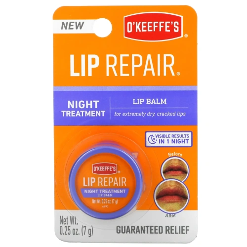 O'Keeffe's, Lip Repair, ночной уход, бальзам для губ, 7 г (0,25 унции)