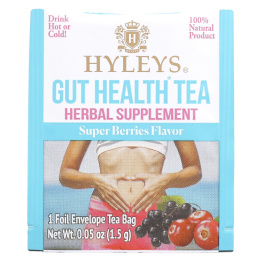 Hyleys Tea, Gut Health Tea, Super Berries, чайные пакетики в фольгированных пакетиках, 37,5 г (1,32 унции)