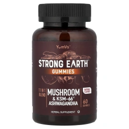 YumVs, жевательные таблетки Strong Earth™, гриб и ашваганда KSM-66®, 60 жевательных таблеток