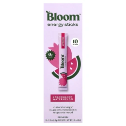 Bloom, Energy Sticks, со вкусом клубники и арбуза, 10 шт. по 4,8 г (0,17 унции)