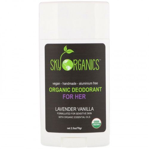 Sky Organics, Органический дезодорант "Для нее", лаванда и ваниль, 2,5 унц. (70 г)