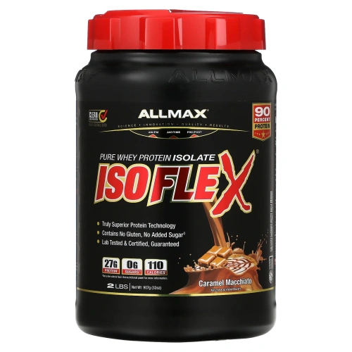 ALLMAX Nutrition, Isoflex, 100% ультрачистый изолят сывороточного протеина (WPI - Технология ионной фильтрации), карамельное маккиато, 2 фунта (907 г)