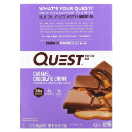 Quest Nutrition, Протеиновый батончик, шоколад с карамелью, 12 батончиков, 60 г (2,12 унции) каждый