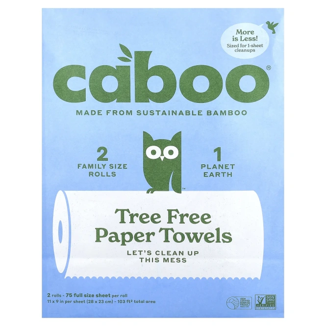 Caboo, бумажные салфетки без древесины, 2 рулона