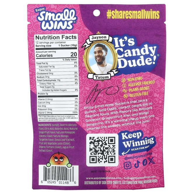 Enjoy Small Wins, Suckers, тропические фрукты, 12 шт., 120 г (4,23 унции)