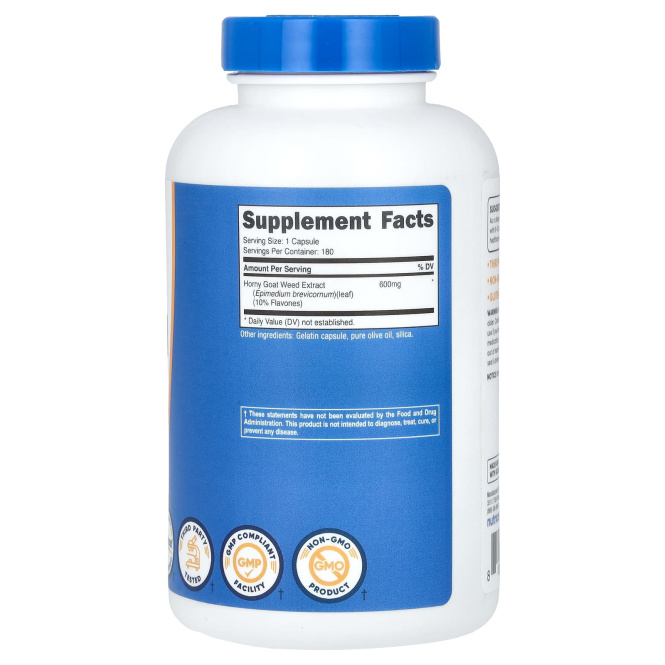 Nutricost, горянка крупноцветковая, 600 мг, 180 капсул