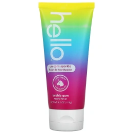 Hello, Kids, зубная паста с фтором, Unicorn Sparkle, для детей старше 2 лет, со вкусом жевательной резинки, 119 г (4,2 унции)